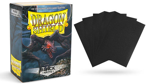 Dragon Shield: 100 Standard Size Matte Sleeves - Black